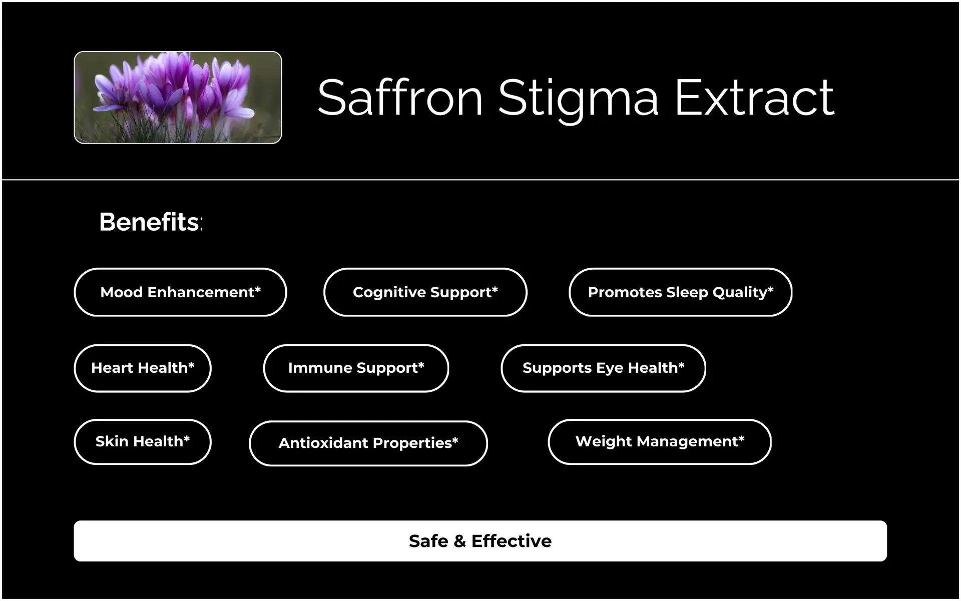 Saffron Stigma Extract, derived from the flower of Crocus sativus, is a prized spice known for its potent antioxidant properties. Beyond its culinary use in Asian dishes, it offers powerful health benefits, including: